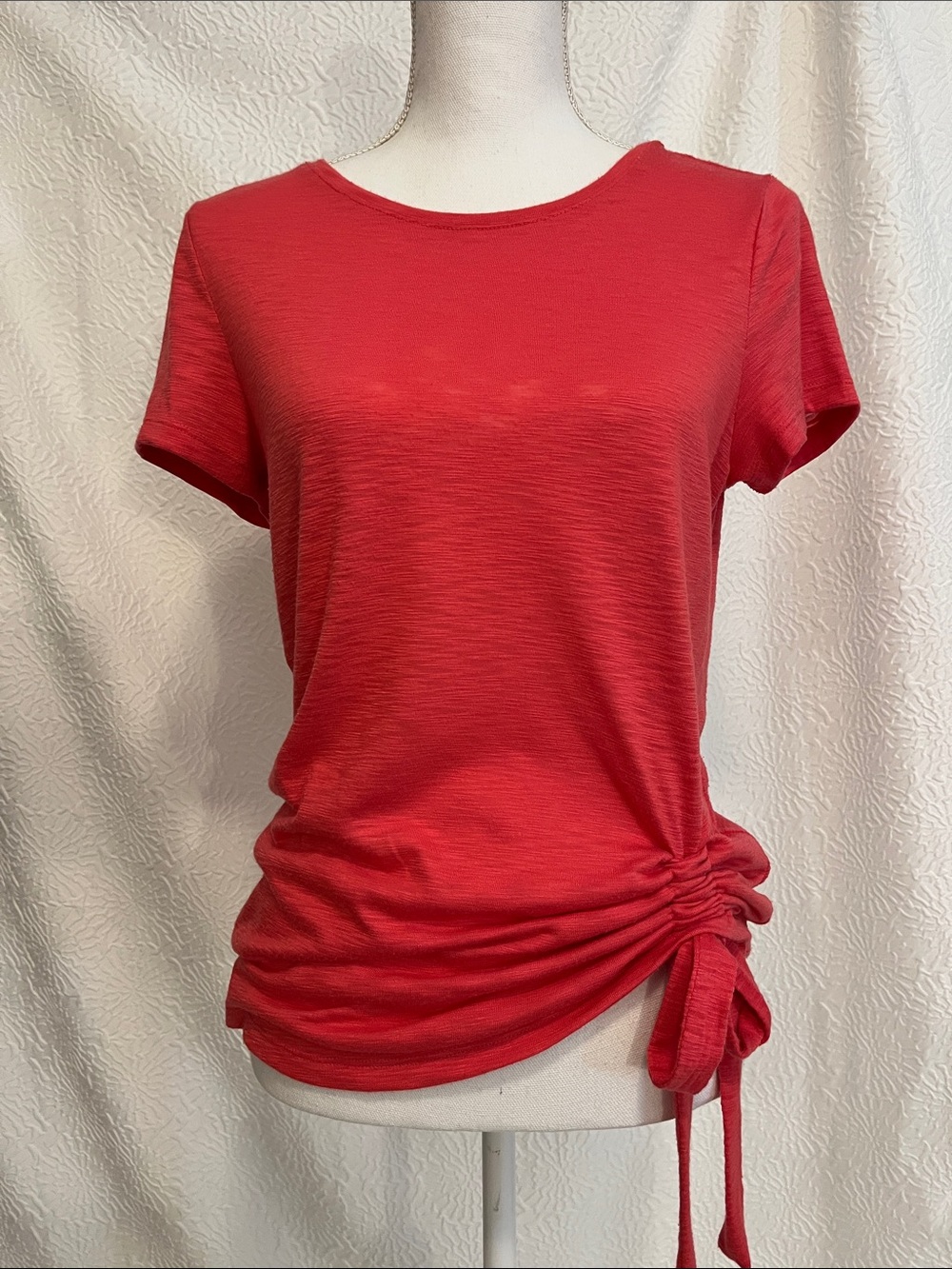 Tie-Side Short Sleeve Top - Dark Salmon